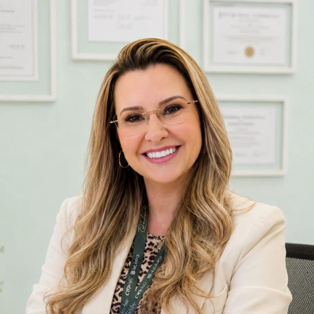 Dentista sorrindo no consultório
